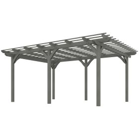 Outsunny 12' x 16' Outdoor Pergola, Wood Gazebo Grape Trellis with Stable Structure for Climbing Plant Support, Gray