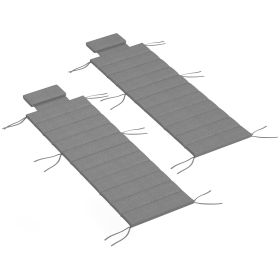 Outsunny Foldable Chaise Lounge Cushion Set of 2, Outdoor Lounge Chair Cushion Set, UPF50+ 230gsm Olefin, 80" x 26" Charcoal Gray
