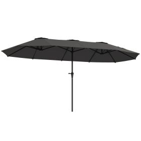 Outsunny 13 ft. Extra Large Patio Umbrella with Easy Crank Handle, Vents for Outdoor, Patio, UPF30+, Dark Gray