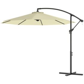 Outsunny 10' Cantilever Tilt Offset Patio Umbrella w/ UV & Water Safe Material & Cross Base (Weight Not Included), Beige