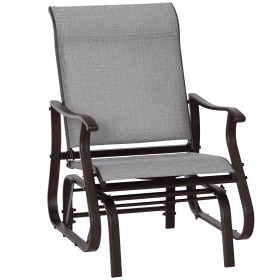 Outsunny Outdoor Swing Glider Chair, Patio Mesh Rocking Chair with Steel Frame, Grey, for Backyard, Garden, and Porch
