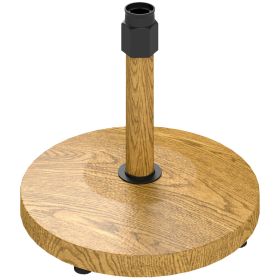 Outsunny Patio Umbrella Base Holder, Outdoor Umbrella Base with Wheels, Heavy Duty Patio Umbrella Stand Base for Garden, Poolside, Nature Wood