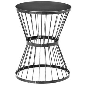 Outsunny Patio End Table 16" Steel Side Table with Hourglass Design Black Accent Table for Outdoor and Indoor Use
