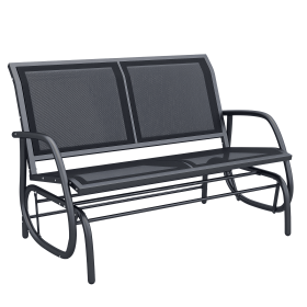 Outsunny Outdoor Glider Rocking Chair for 2, Patio Bench Swing with Steel Frame, Ideal for Garden, Porch - Black
