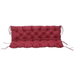 Outsunny Outdoor Bench Cushion Tufted 3-Seater for Swing Chair Patio Sofa Wine Red