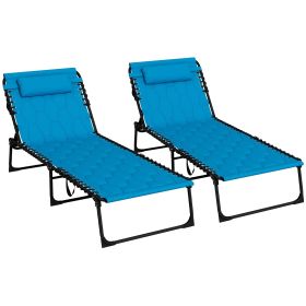 Outsunny Folding Chaise Lounge Chairs Set: Adjustable, Reclining, Outdoor Patio Furniture, Relaxation, Sky Blue|