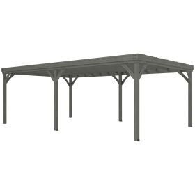 Outsunny 12' x 20' Outdoor Wooden Pergola, Grape Vine Gazebo with Concrete Anchors for Garden, Patio, Backyard, Deck, Gray