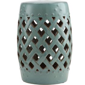 Outsunny Ceramic Knotted Garden Stool, Antique Blue Side Table, Elegant Design for Outdoor Spaces