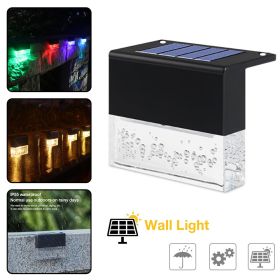 Waterproof New RGB LED Solar Light Step Fence Light (Color: black)