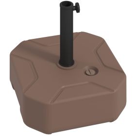 Outsunny Square Patio Umbrella Base Holder, Heavy Duty Outdoor Umbrella Stand Base, Filled Up to 55lbs with Stand or 44lbs with Water for Garden (Color: Brown)