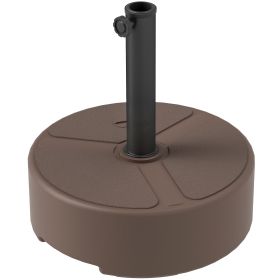 Outsunny Round Patio Umbrella Base Holder, Heavy Duty Outdoor Umbrella Stand Base, Filled Up to 44lbs with Stand or 40lbs with Water for Garden (Color: Brown)