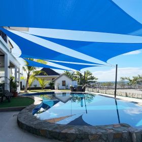 Artpuch Custom Size Sky Blue Sun Shade Sail Triangle Canopy 185 GSM Durable Fabric UV Block Awning for Outdoor Patio Garden Backyard (Customized (Color: Sky Blue, size: 21X29X29)