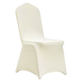 VEVOR Stretch Spandex Folding Chair Covers, Universal Fitted Chair Cover, Removable Washable Protective Slipcovers, for Wedding, Holiday, Banquet (Color: Ivory White, Quantity: 100 pcs)