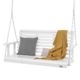 VEVOR Wooden Porch Swing 4.5 ft, Patio bench swing for Courtyard & Garden, Upgraded 880 lbs Strong Load Capacity (Color: White, Seat Length: 4.5 ft)